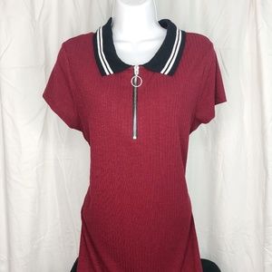 Wild Fable 90's Red Zip Neck Ribbed Dress XL